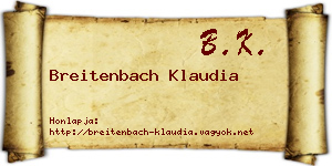 Breitenbach Klaudia névjegykártya